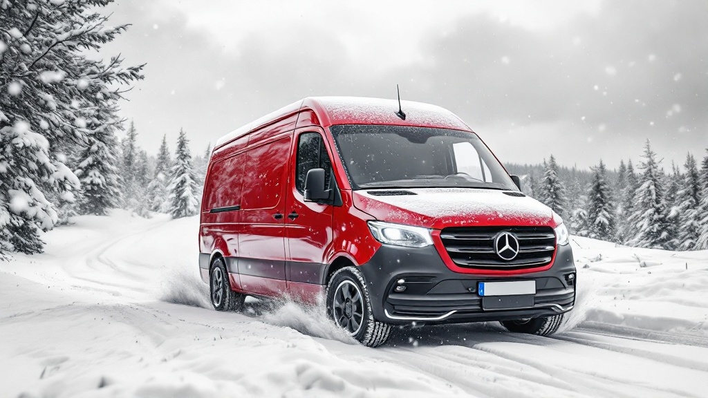 Тестирование электрического фургона Mercedes-Benz в зимних условиях: как он преодолевает снежные испытания?